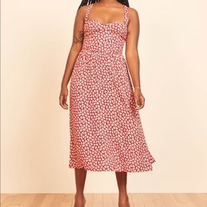 Reformation Red Floral Brixton Midi Dress